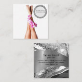 Mooie lange vrouwen poten bloemschoonheid behandel vierkante visitekaartje (Voorkant / Achterkant)