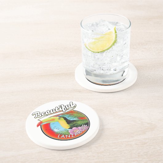 Mooie Lanzarote-reispatch. Zandsteen Onderzetter (Zijkant)