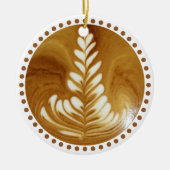 Mooie Latte Floral Leaf Art-structuur Keramisch Ornament (Voorkant)