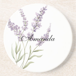Mooie Lavendel Bloemen Verjaardag Zandsteen Onderzetter