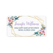 Mooie Lavendel Boho Bloemige Bruiloft Etiket (Voorkant)