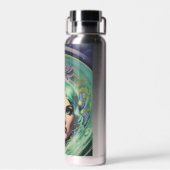 Mooie lavendel en groene Retrostijl ruimtevrouw Waterfles (Achterkant)