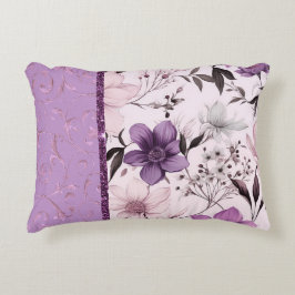 Mooie lavendel en roze bloemen accent kussen