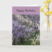 Mooie Lavendel Happy Birthday Kaart (Gele Bloem)