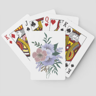 Mooie lavendel in boeket pokerkaarten