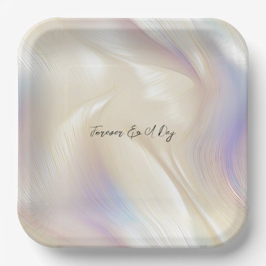 Mooie Lavendel Ivoor Pearl Bruiloft Papieren Bordje (Voorkant)