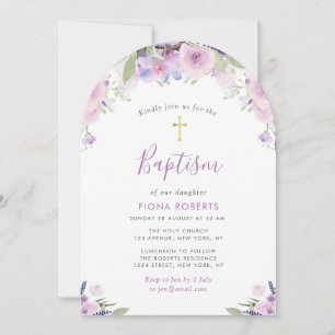 Mooie lavendel paarse bloemen doop kaart