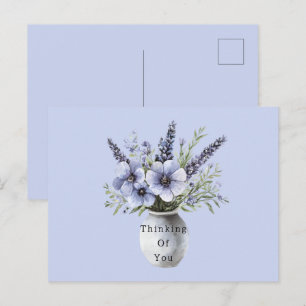 Mooie lavendel paarse bloemen vaas   briefkaart