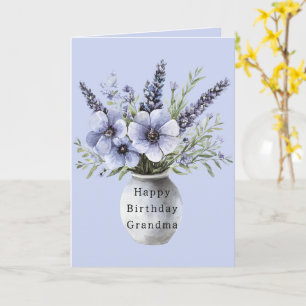 Mooie lavendel paarse bloemen vaas verjaardag kaart