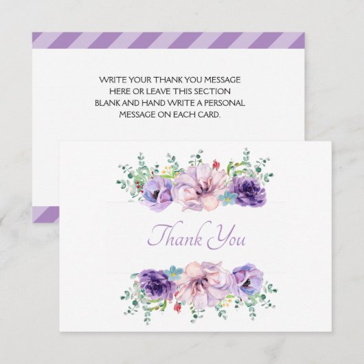 Mooie lavendel paarse bloemkleur bedankkaart (Voorkant / Achterkant)