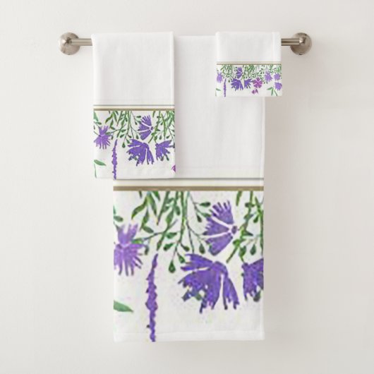 Mooie lavendel patroon ontwerp badhanddoek set bad handdoek (Insitu)