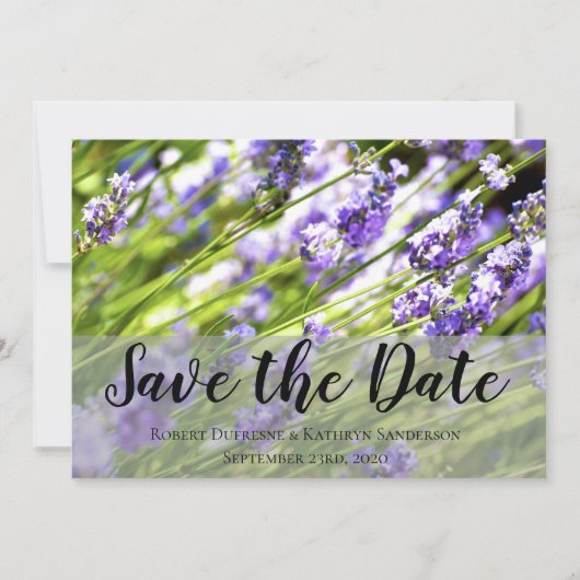Mooie lavendel "Save the Date" Weddenschap Kaart (Voorkant)