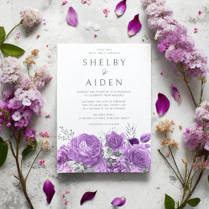 Mooie Lavendel Violet Paarse Bloemen Bruiloft Kaart