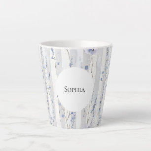 Mooie lavendel witte bloem strepen bruidsbeurt latte mok