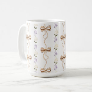 Mooie lavendel witte bloemen linten koffiemok