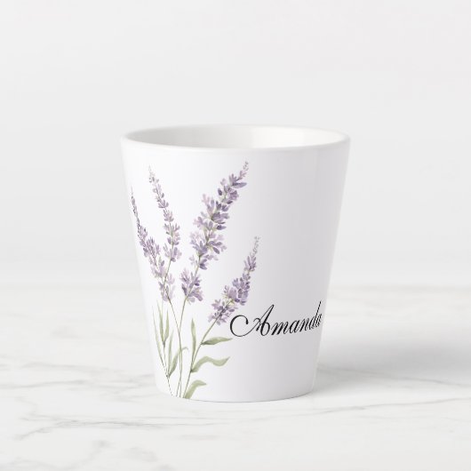 Mooie lavendelbloemen latte mok (Voorkant)