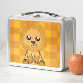 Mooie Leeuw Thema Lunchbox (met geruit patroon) (In situ)