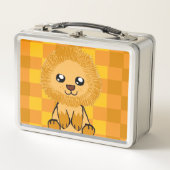 Mooie Leeuw Thema Lunchbox (met geruit patroon) (Voorkant)