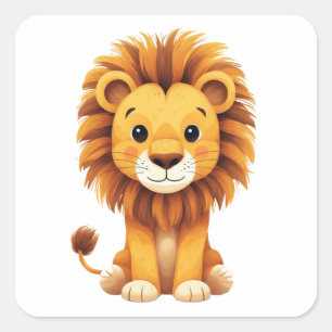 Mooie Leeuwen Nursery Muur Kunst Jungle Vierkante Sticker