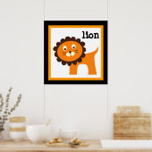 Mooie Leeuwen Safari Dieren Baby Kinderkamer Poste Poster (Keuken)