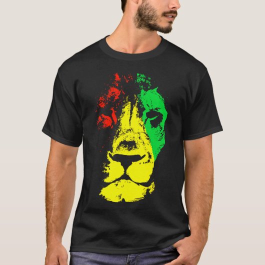 Mooie leeuwenkast Rasta-kleuren T-shirt (Voorkant)