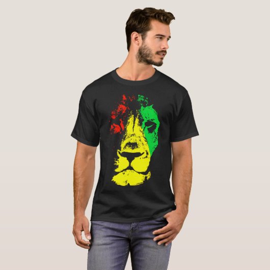 Mooie leeuwenkast Rasta-kleuren T-shirt (Voorkant volledig)