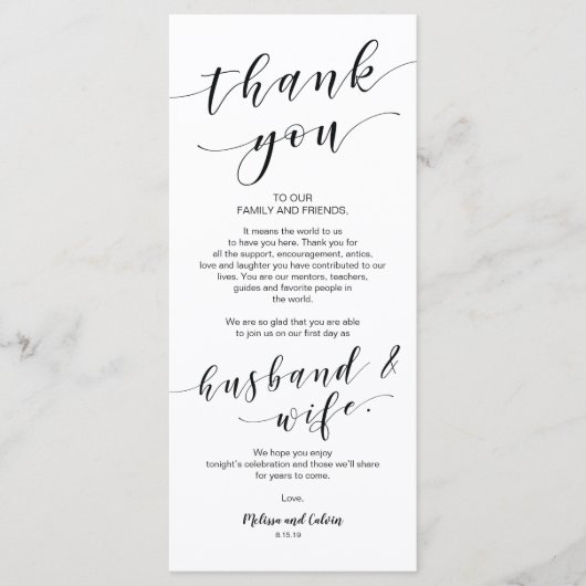 Mooie legant Dank u voor de plaatsingskaart Programma (Voorkant)