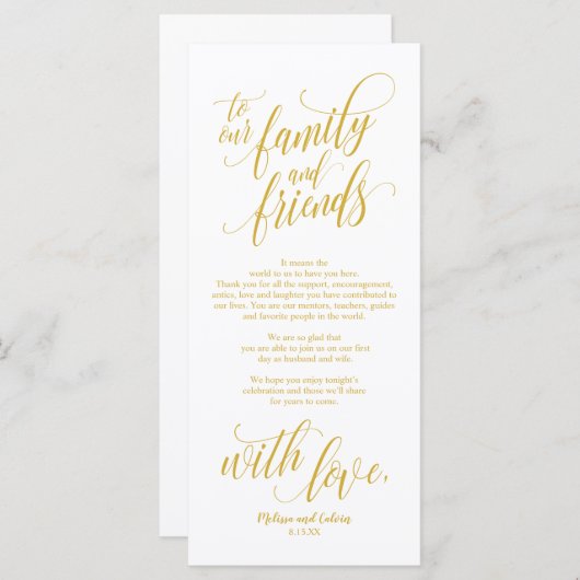 Mooie legant Dank u voor de plaatsingskaart Programma (Voorkant / Achterkant)