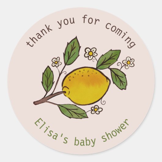 Mooie Lemons rustieke CUSTOM BABY SHOWER Ronde Sticker (Voorkant)