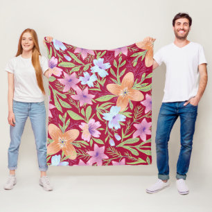 Mooie lentbloemen fleece deken