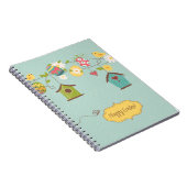 Mooie lente achtergrond met vogelhuizen notitieboek (Rechterzijde)