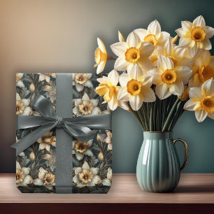 Mooie lente barok narcissen bloempatroon cadeaupapier