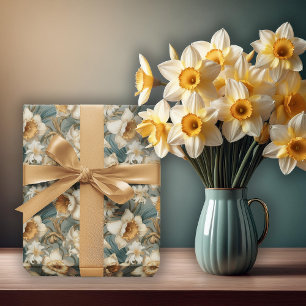 Mooie lente barokke narcissen bloemenpatroon cadeaupapier