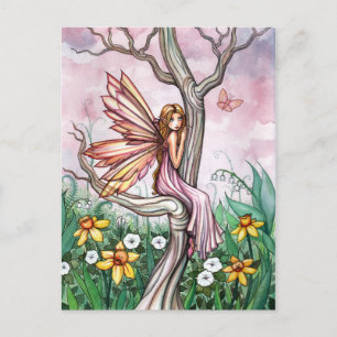 Mooie Lente Bloem Fee Kunst Ansichtkaart Briefkaart