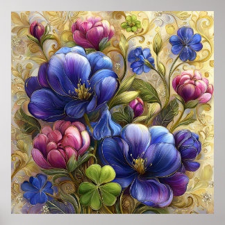 Mooie lente bloemen muurkunst 16 poster