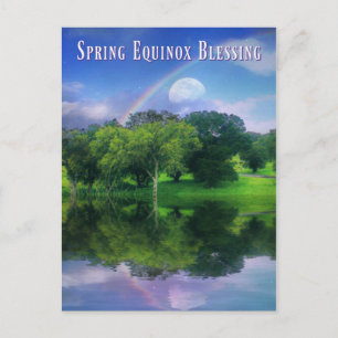 Mooie lente Equinox Ostara Blessings Rainbow Briefkaart