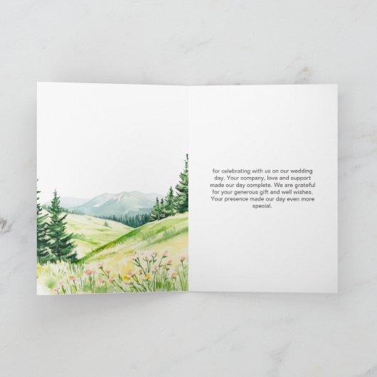 Mooie lente landschap bruiloft bedankkaart (Binnen)