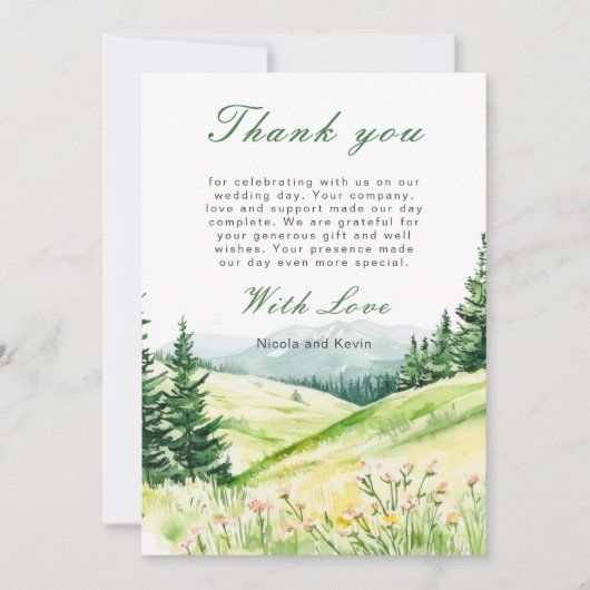 Mooie lente landschap bruiloft bedankkaart (Voorkant)