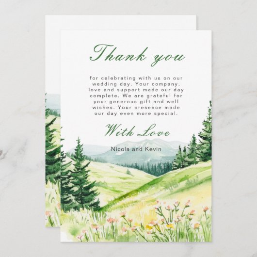 Mooie lente landschap bruiloft bedankkaart (Voorkant / Achterkant)