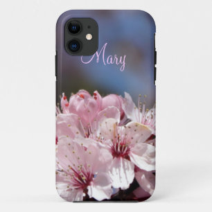 mooie lente roze kersenbloesem in blauwe lucht iPhone 11 hoesje