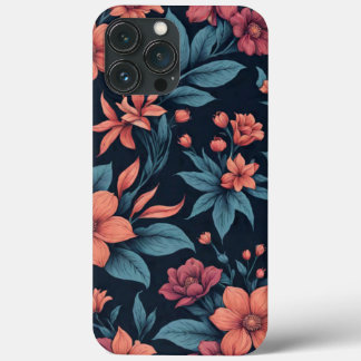 Mooie lente roze & rood bloemmotief kunst iPhone 13 pro max hoesje