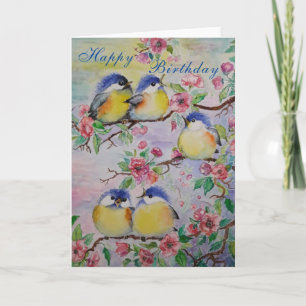 Mooie Lente Vogels Verjaardag Kaart Schattigee Mus