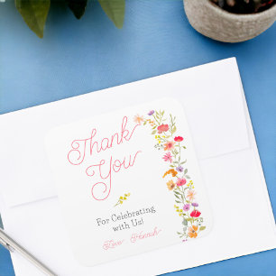 Mooie lente wilde bloemen bloem bruids bedankt vierkante sticker