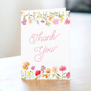 Mooie lente wilde bloemen bloem bruidsshower bedankkaart