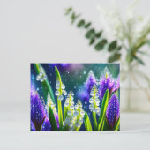 Mooie lentebloemen met dauw briefkaart (Staand voorkant)