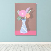 Mooie lenteboeket van moderne bloemen op canvaspri canvas afdruk (Insitu (Houten vloer))