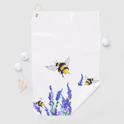 Mooie lentevloeren en bijen vliegen - Tekening Golfhanddoek (Insitu)
