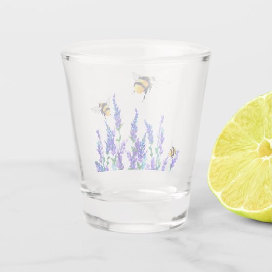 Mooie lentevloeren en bijen vliegen - Tekening Shot Glas (Achterkant)