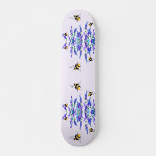 Mooie lentevloeren en bijen vliegen - Tekening Skateboard