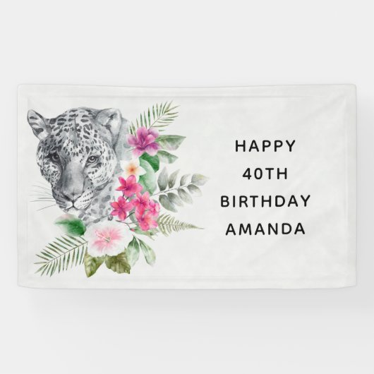 Mooie Leopard Head Exotic Birthday Spandoek (Horizontaal)